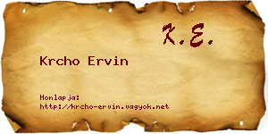 Krcho Ervin névjegykártya